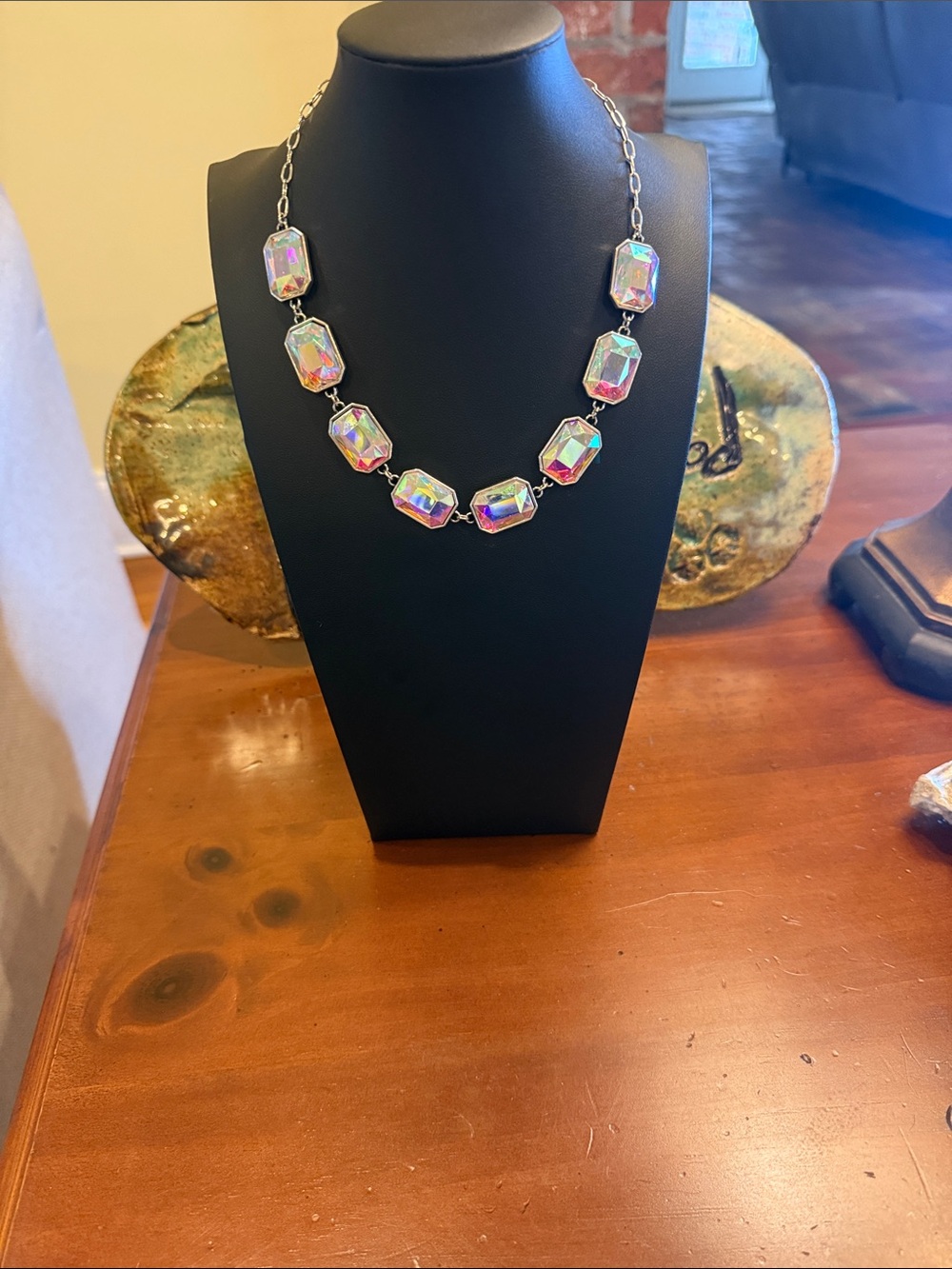 Iridescent Crystal Statement Necklace - Women Jewelry